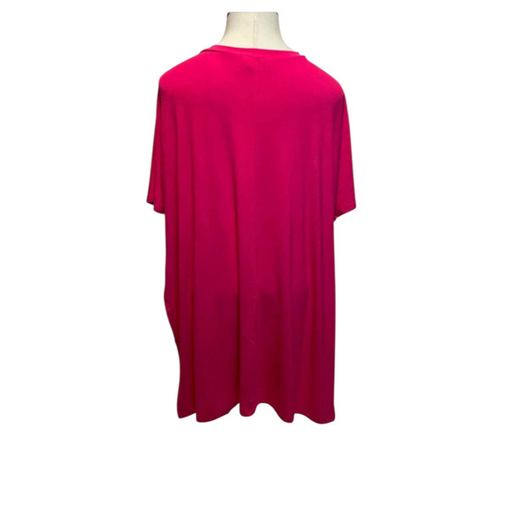 Zenana Luxe Rayon V-Neck Top in Fuchsia | Size 3X - Picture 3 of 3